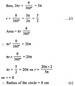 RD Sharma Class 10 Solutions Chapter 13 Areas Related to Circles MCQS