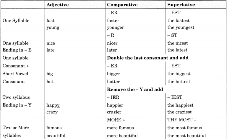 Adjectives For Class 8 Cbse